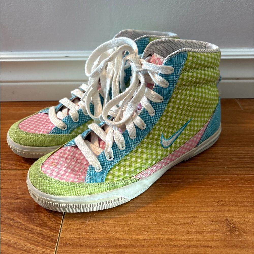 Nike Multicolor Plaid High-Top Sneakers Size 7